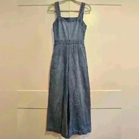 Madewell Pants - Madewell Denim Apron Bow-Back Jumpsuit Size 0